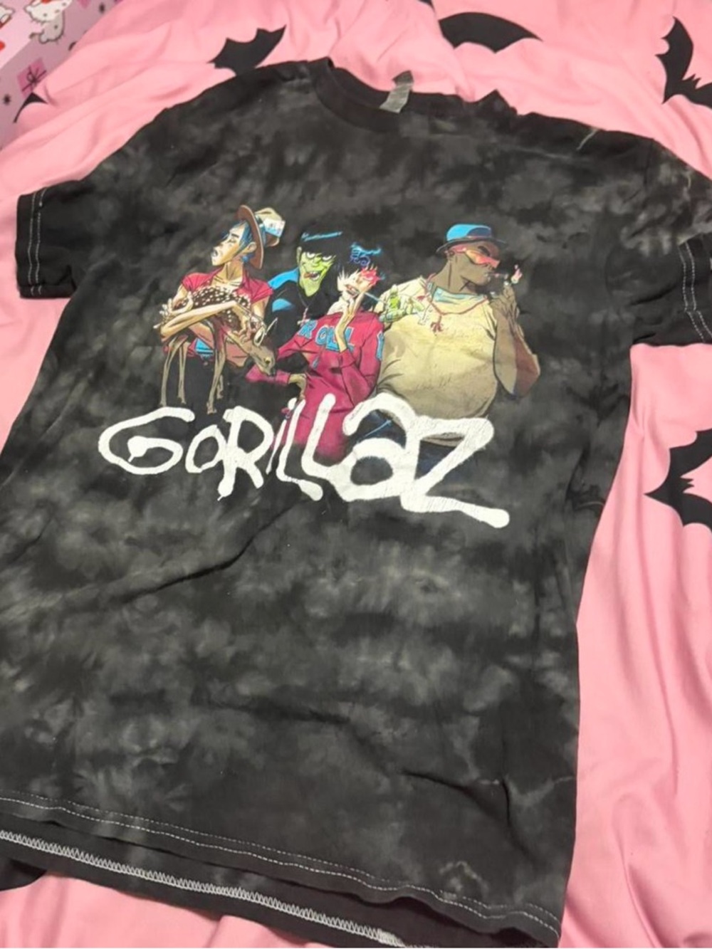 Hot Topic Gorillaz Black Tie-Dye Graphic Tee